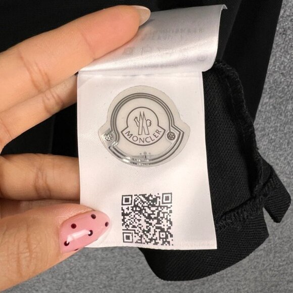 Moncler Long Sleeve Polo Shirt Men's Black Logo Trim Collar Cuffs Size Large - Picture 10 of 13